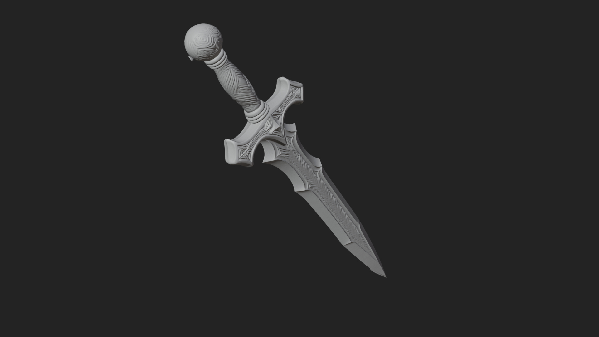 Carved Blade Longsword Model Design 3 3D Print Model 3D Model