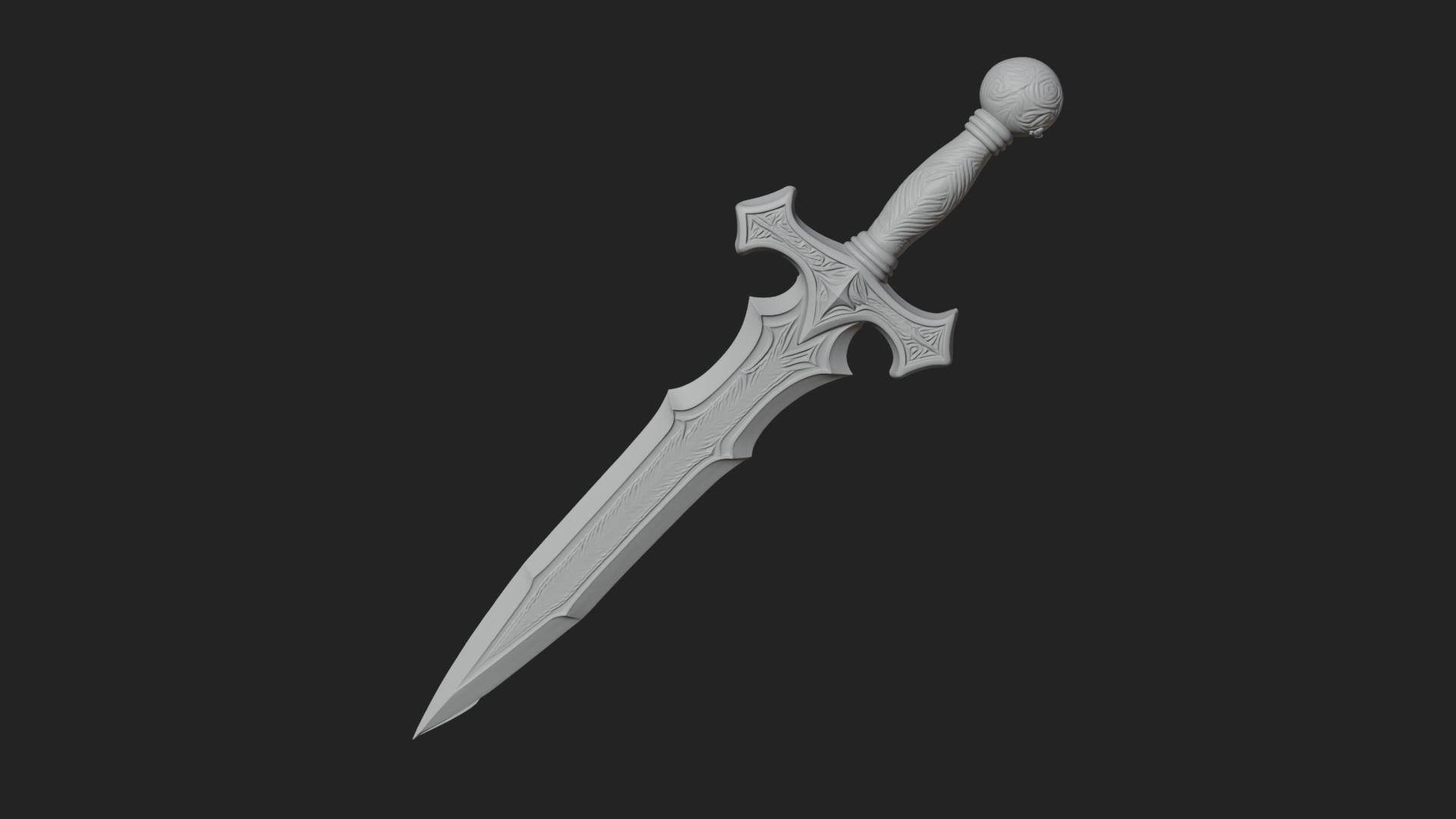Carved Blade Longsword Model Design 3 3D Print Model 3D Model