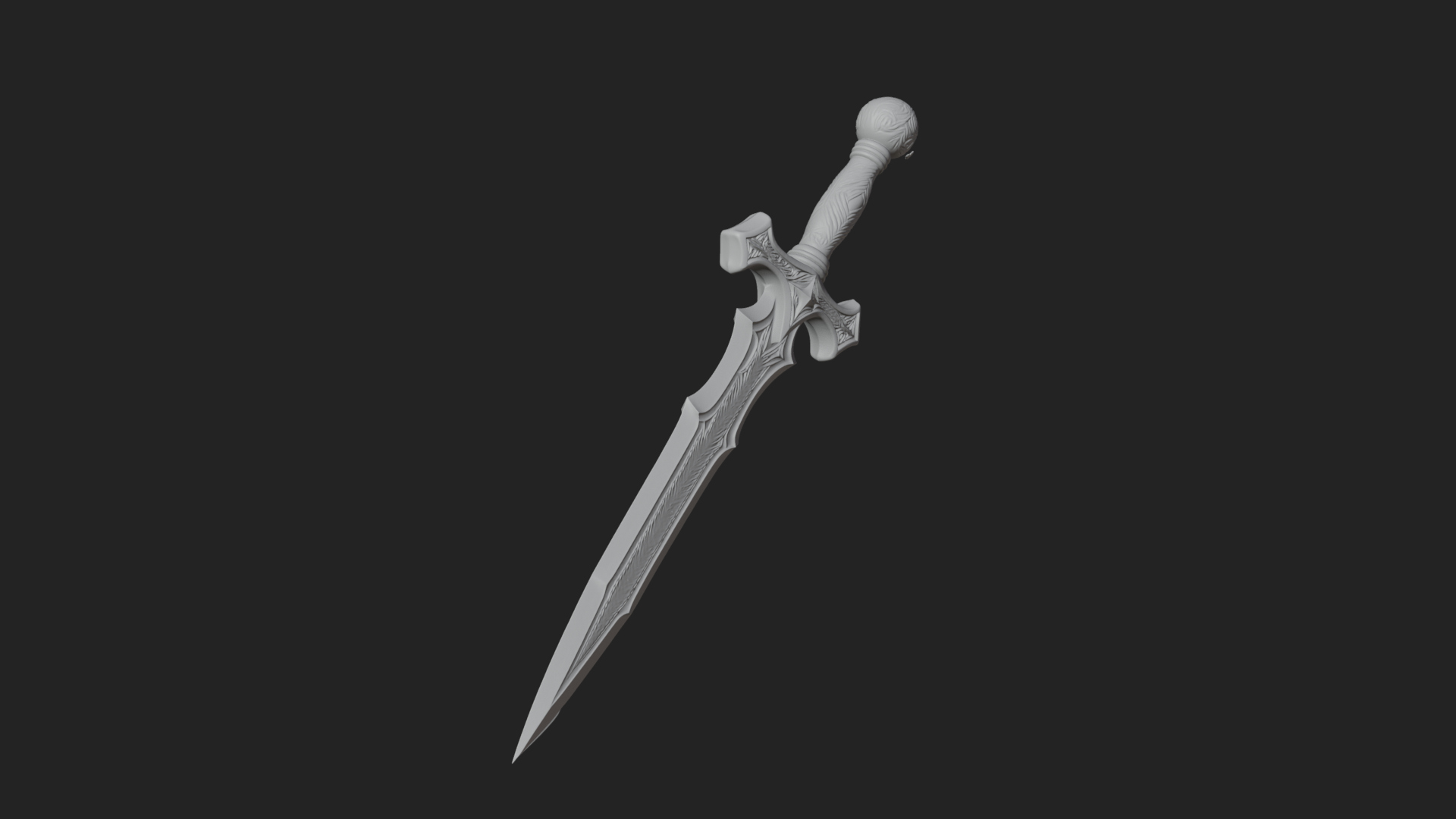 Carved Blade Longsword Model Design 3 3D Print Model 3D Model