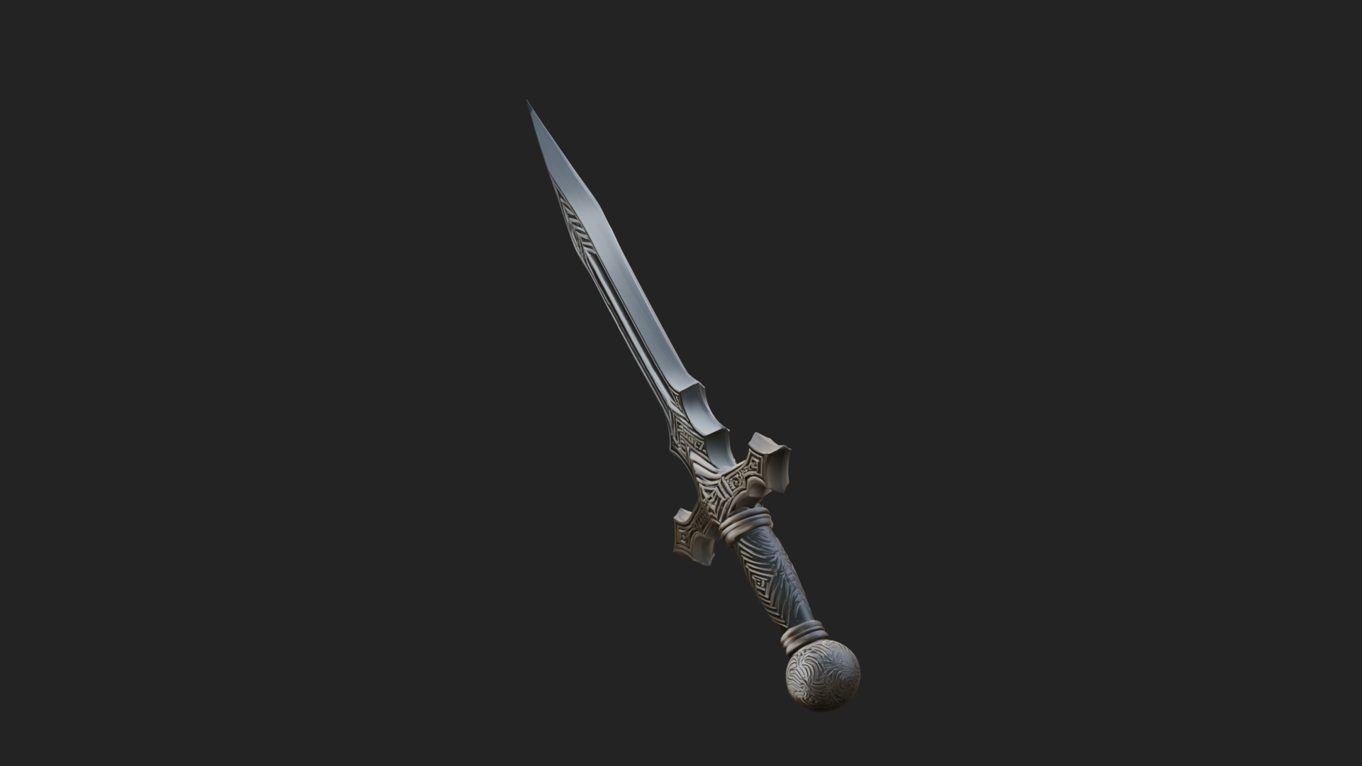 Carved Blade Longsword Model Design 4 3D Print Model 3D Model