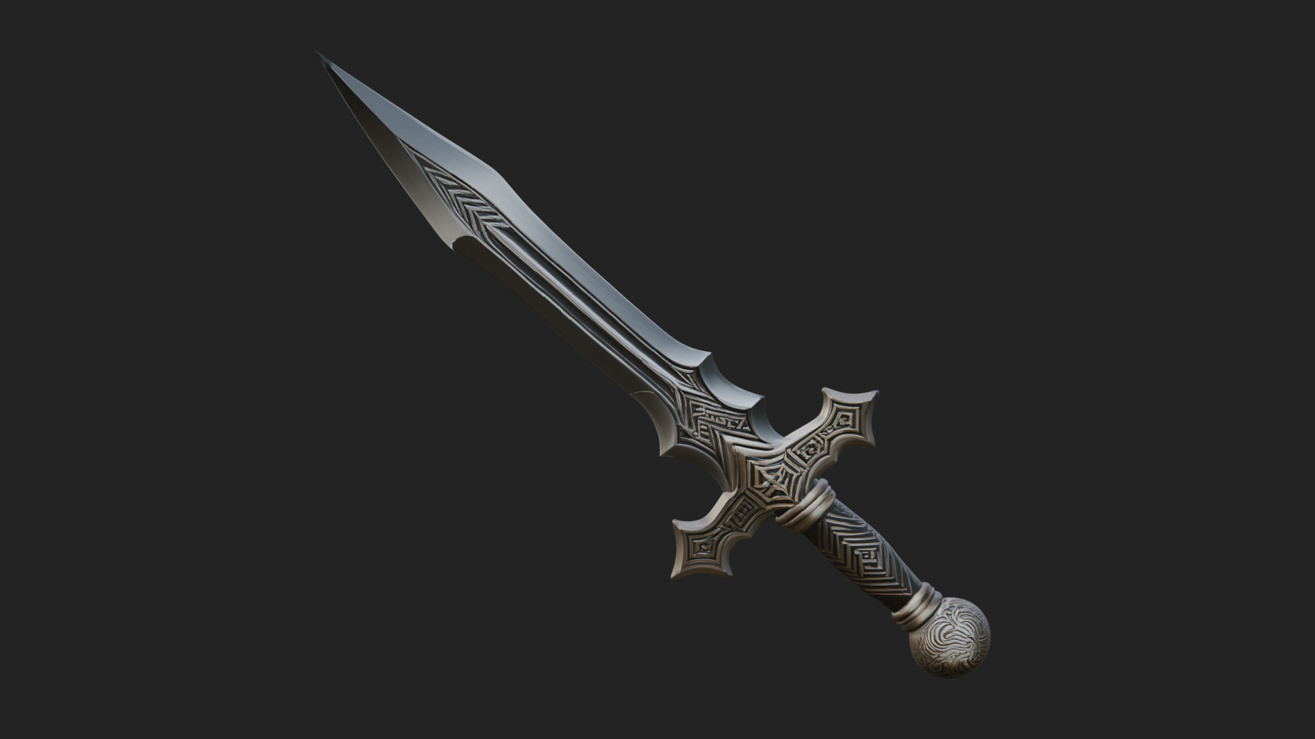 Carved Blade Longsword Model Design 4 3D Print Model 3D Model