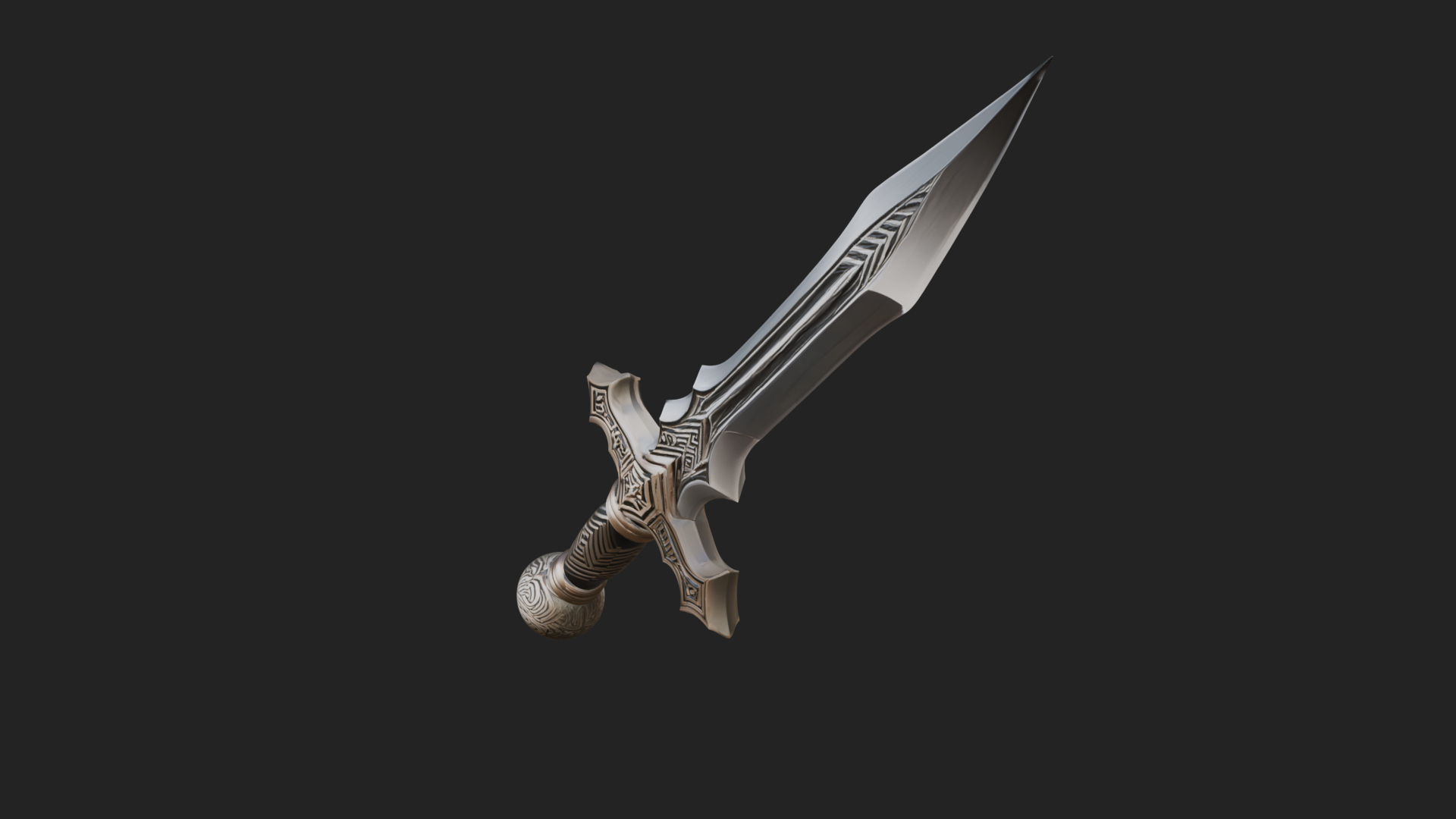 Carved Blade Longsword Model Design 4 3D Print Model 3D Model