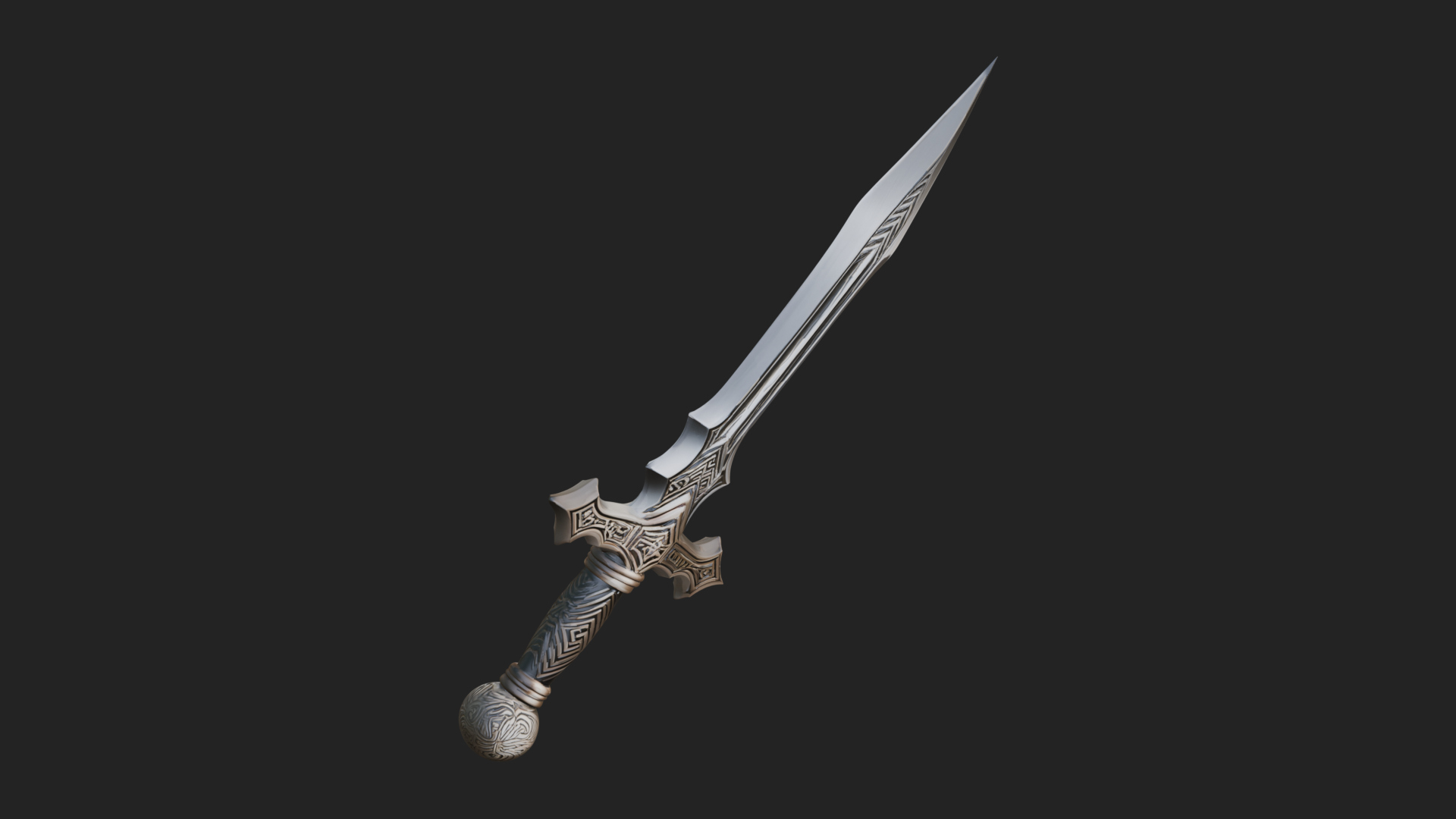 Carved Blade Longsword Model Design 4 3D Print Model 3D Model