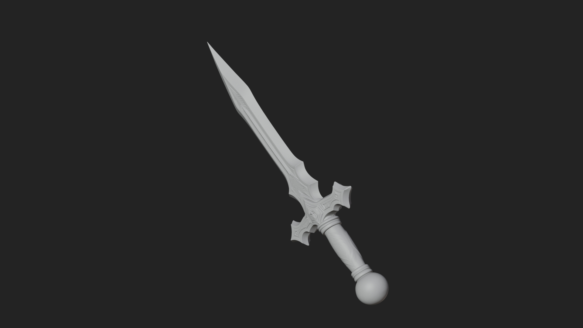 Carved Blade Longsword Model Design 4 3D Print Model 3D Model