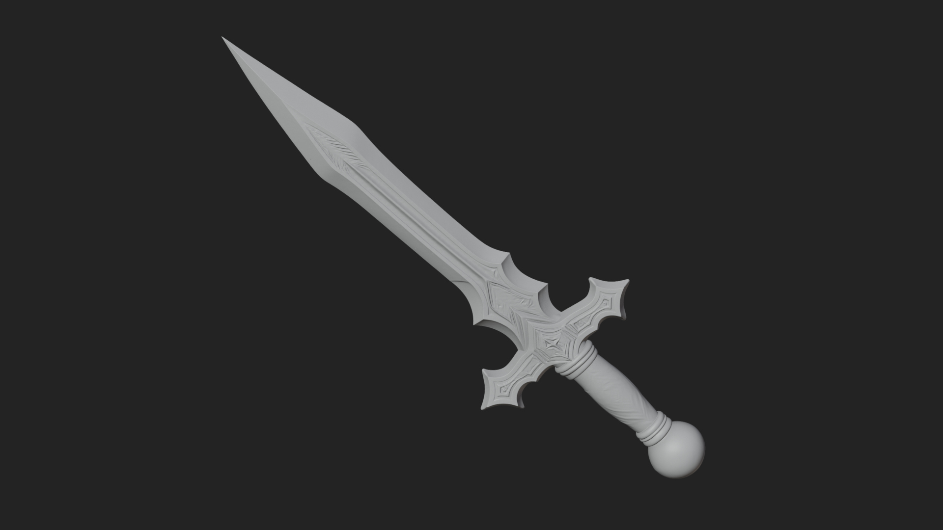 Carved Blade Longsword Model Design 4 3D Print Model 3D Model