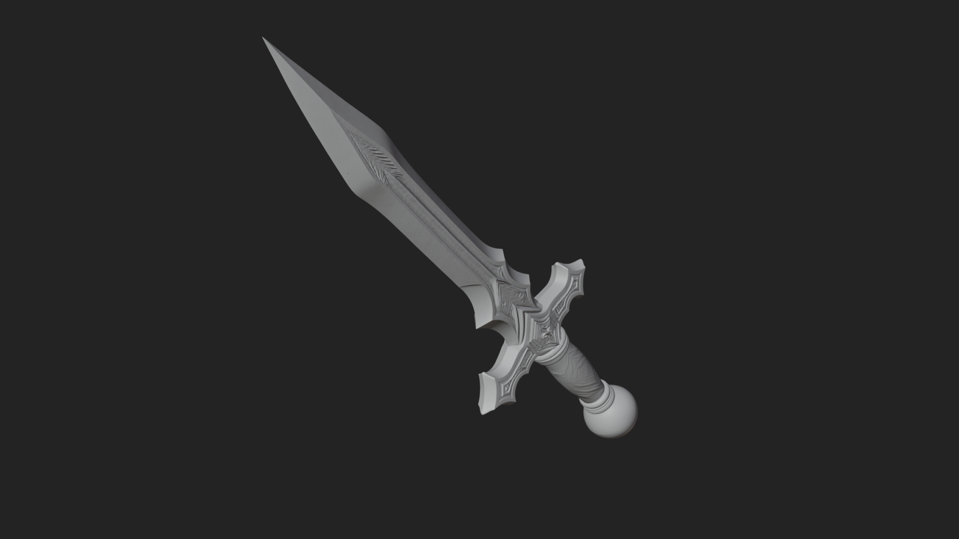 Carved Blade Longsword Model Design 4 3D Print Model 3D Model