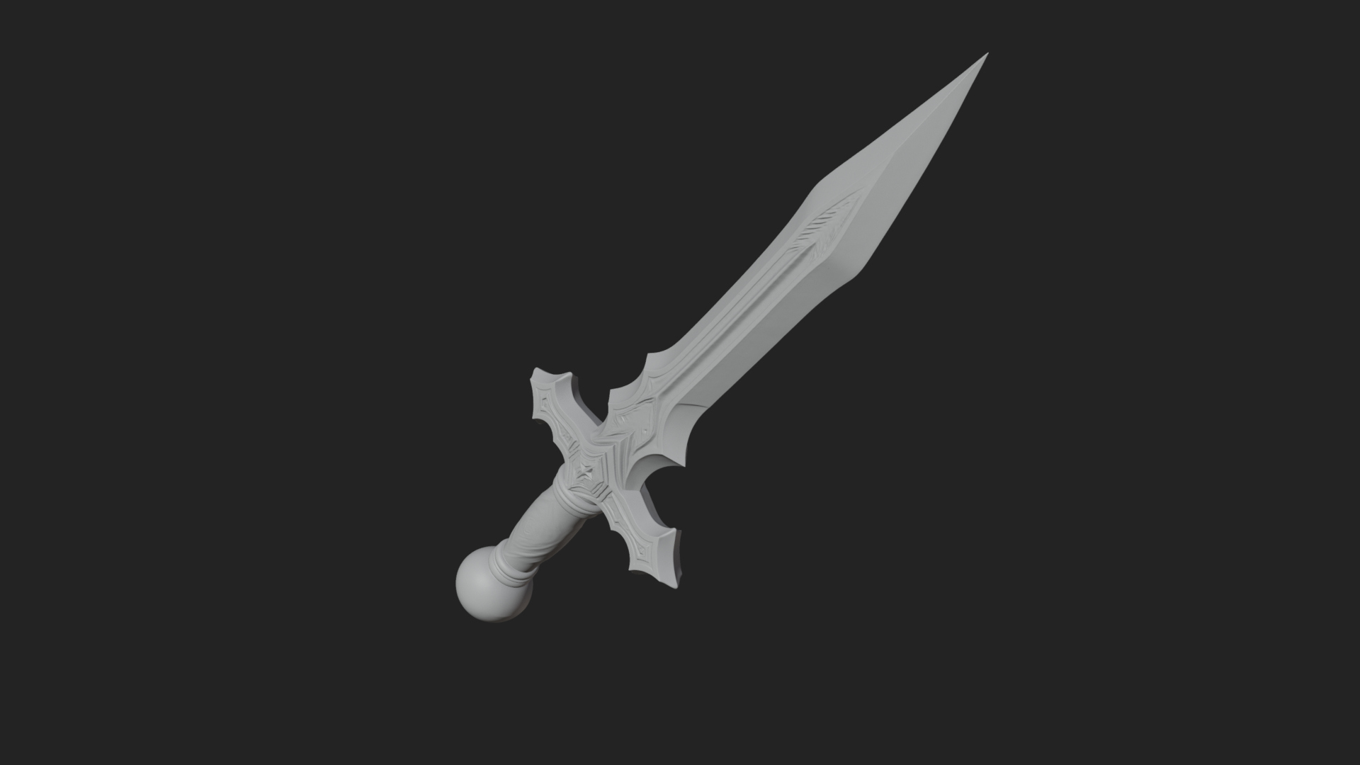 Carved Blade Longsword Model Design 4 3D Print Model 3D Model