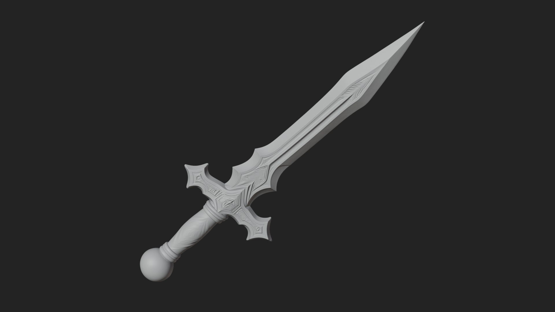 Carved Blade Longsword Model Design 4 3D Print Model 3D Model