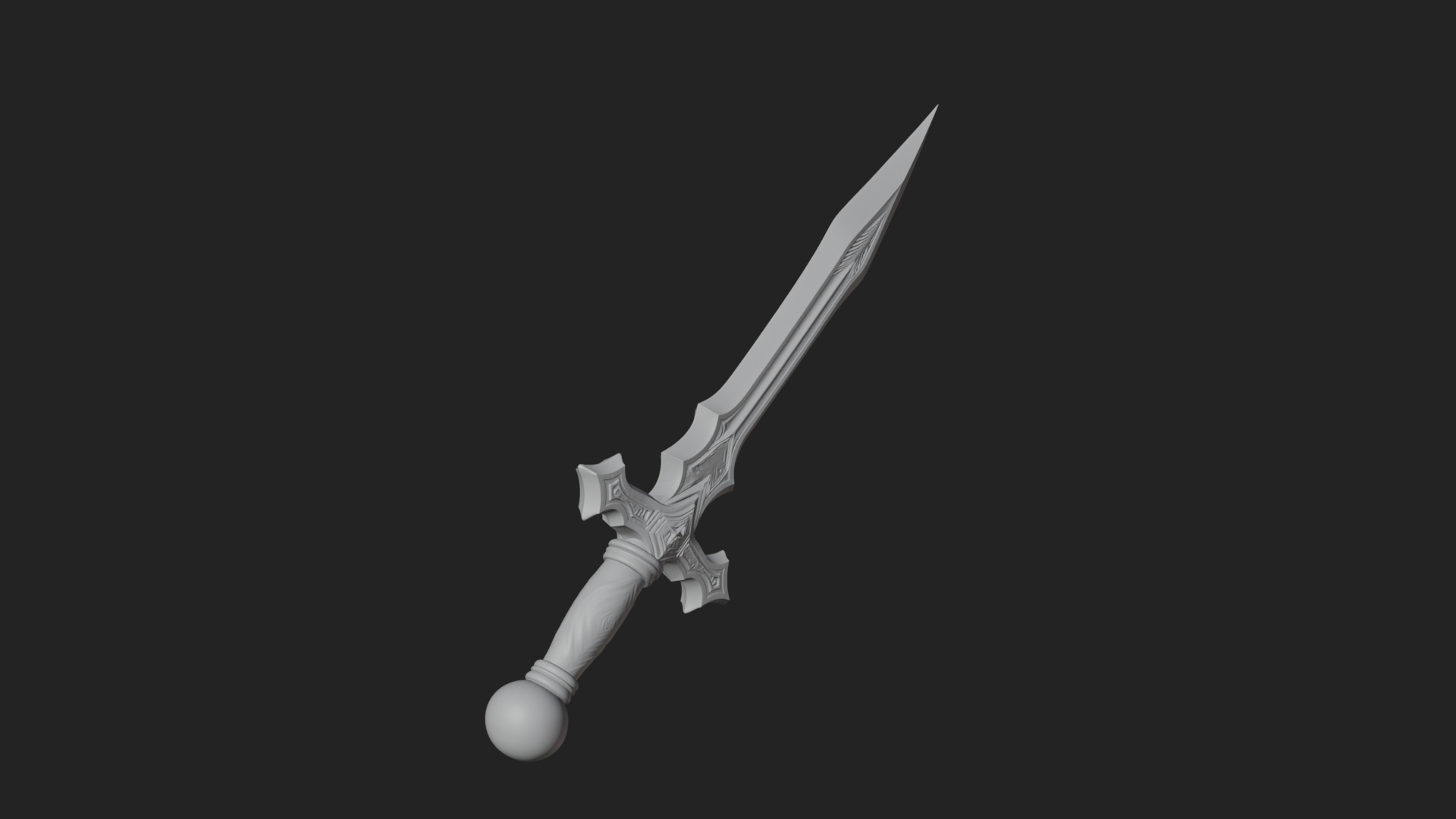 Carved Blade Longsword Model Design 4 3D Print Model 3D Model