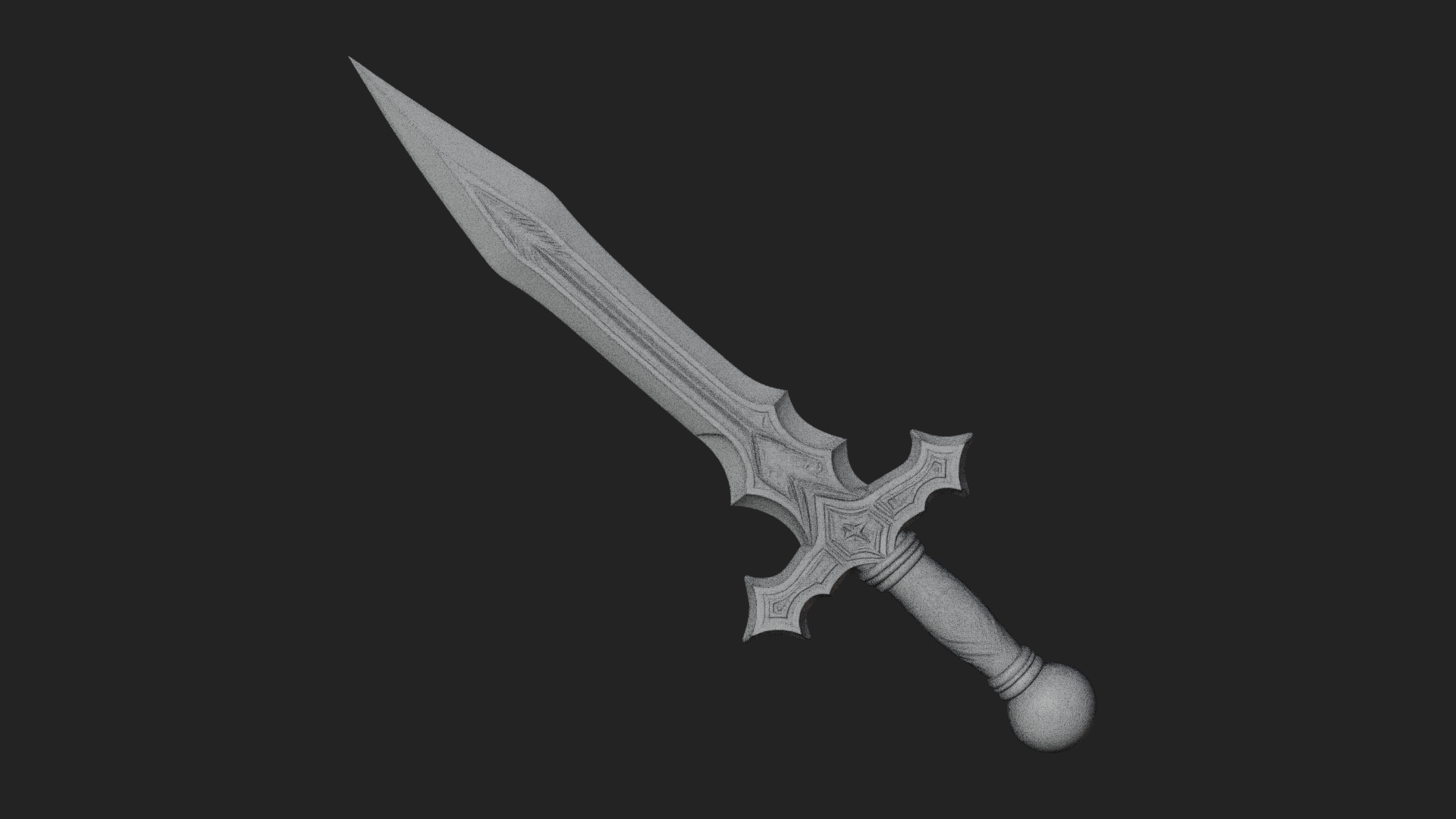 Carved Blade Longsword Model Design 4 3D Print Model 3D Model