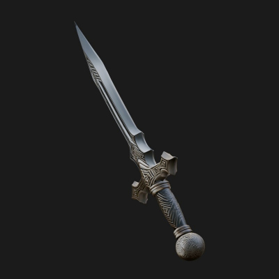 Carved Blade Longsword Model Design 4 3D Print Model
