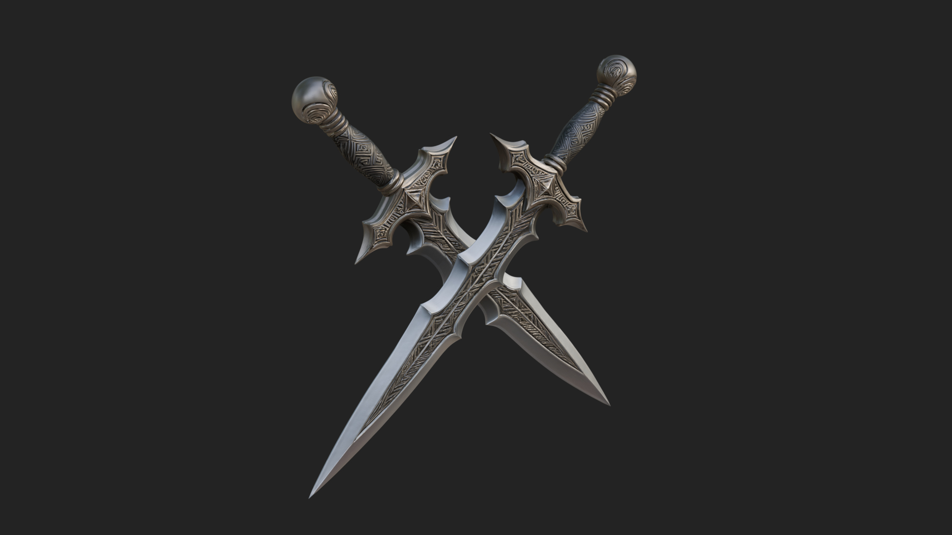 Carved Blade Longsword Model Design 5 3D Print Model 3D Model