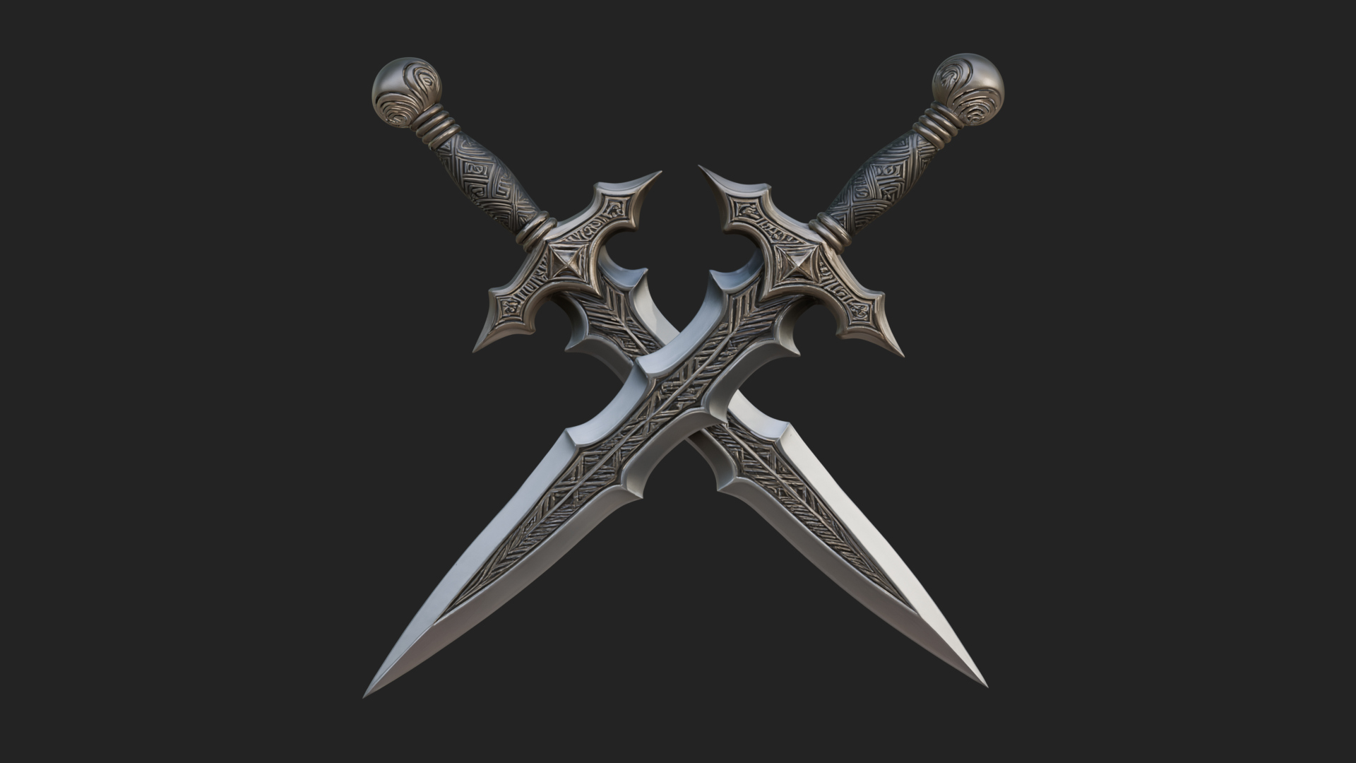 Carved Blade Longsword Model Design 5 3D Print Model 3D Model