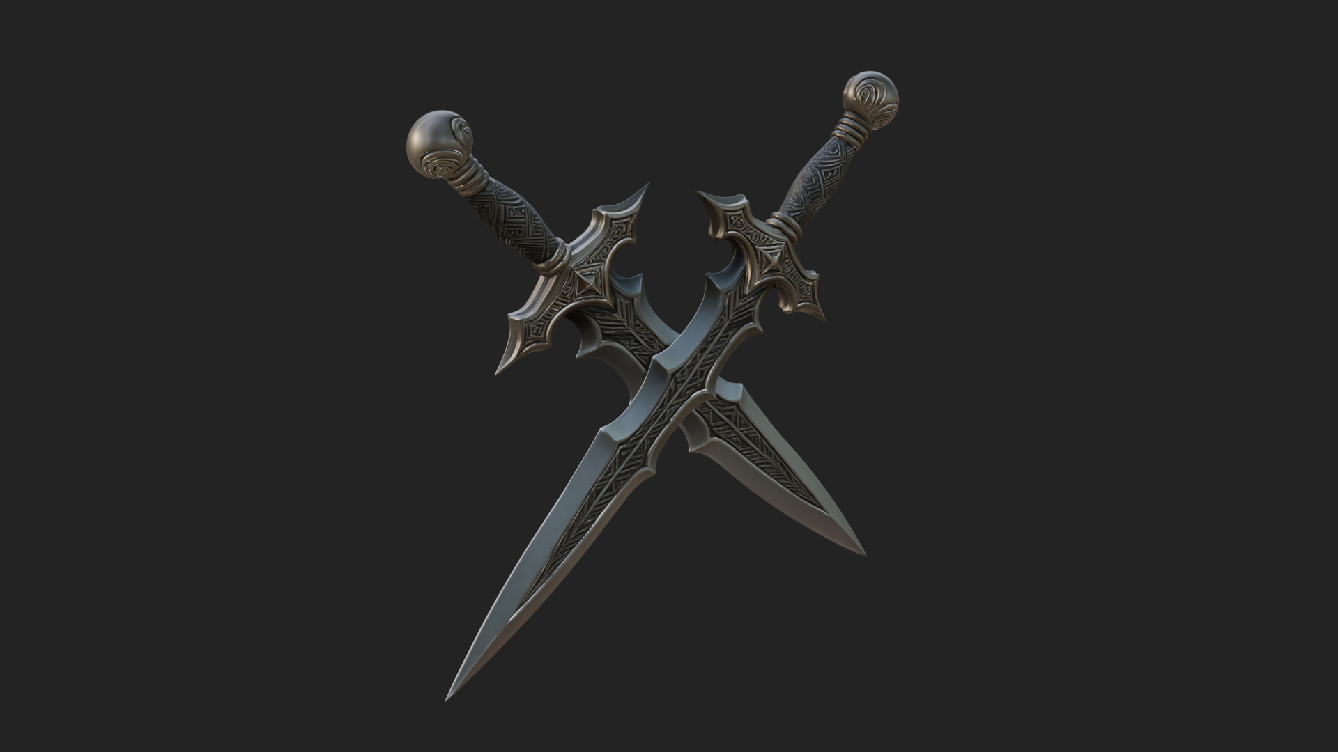 Carved Blade Longsword Model Design 5 3D Print Model 3D Model