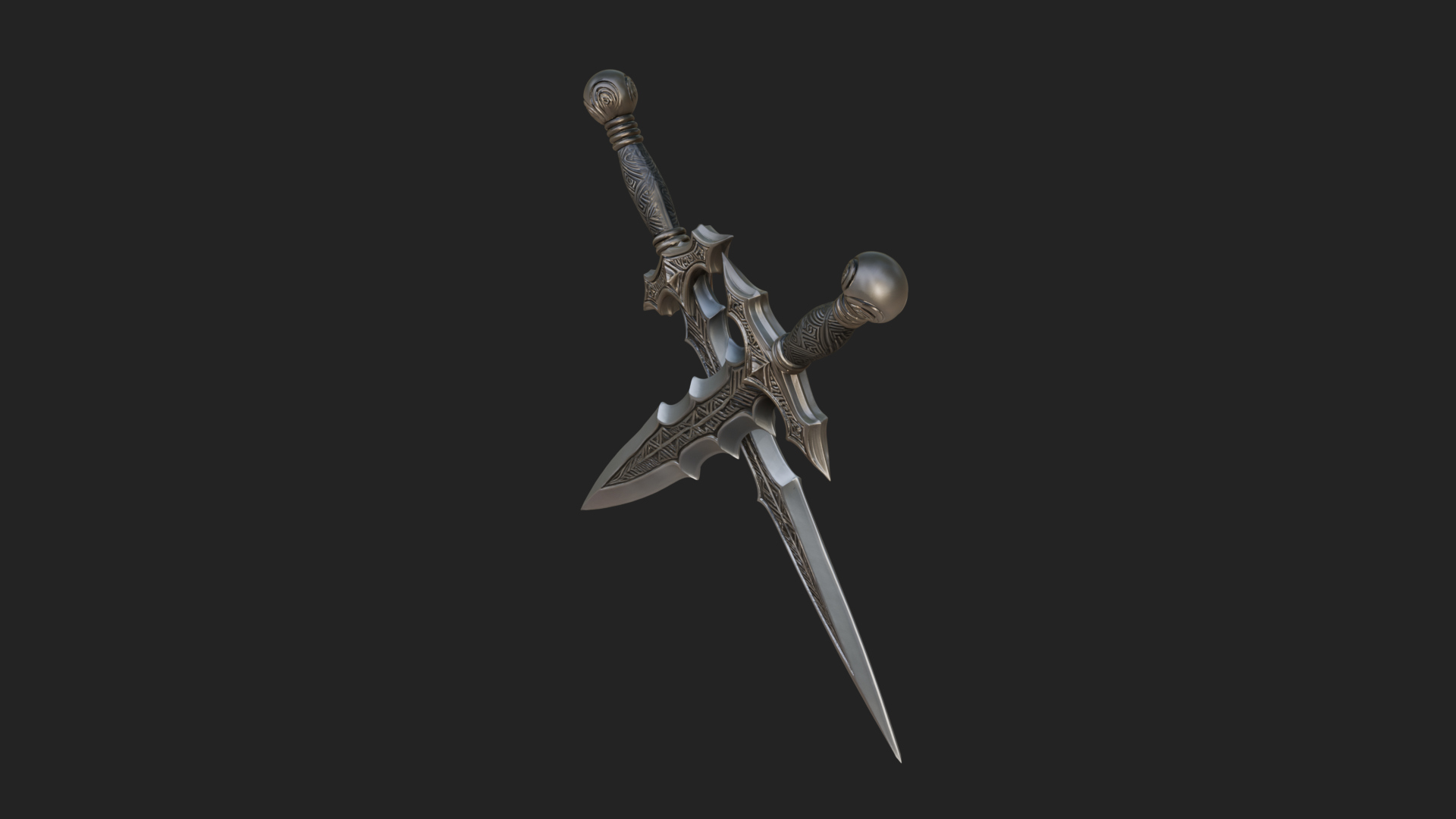 Carved Blade Longsword Model Design 5 3D Print Model 3D Model