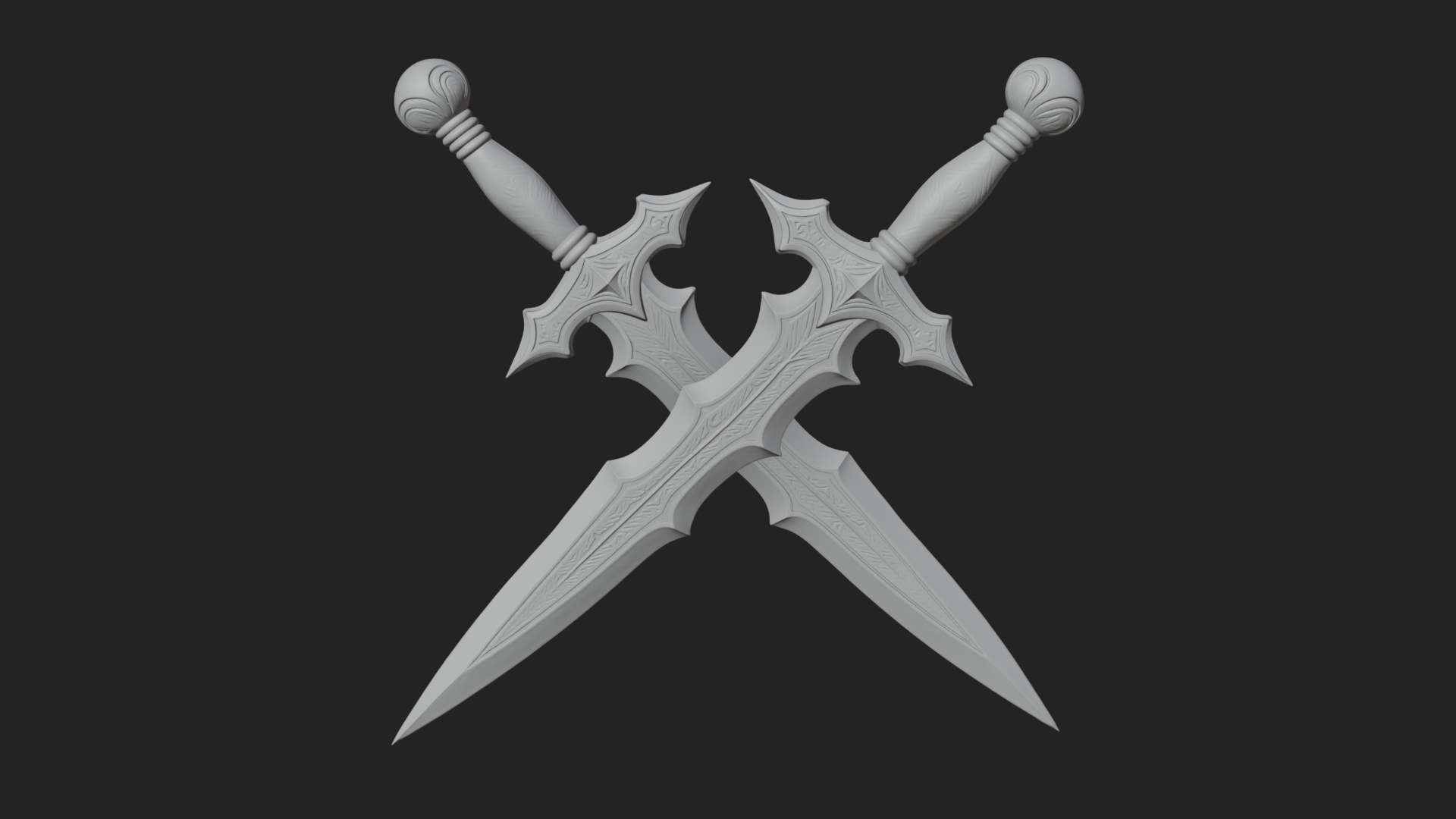 Carved Blade Longsword Model Design 5 3D Print Model 3D Model
