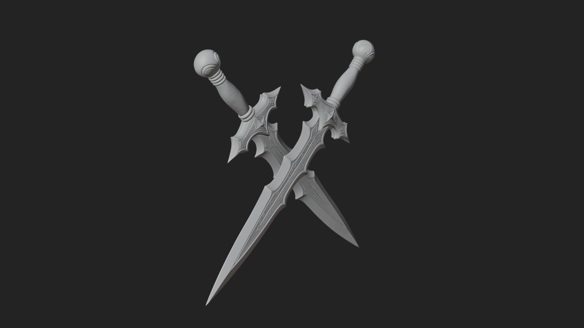 Carved Blade Longsword Model Design 5 3D Print Model 3D Model
