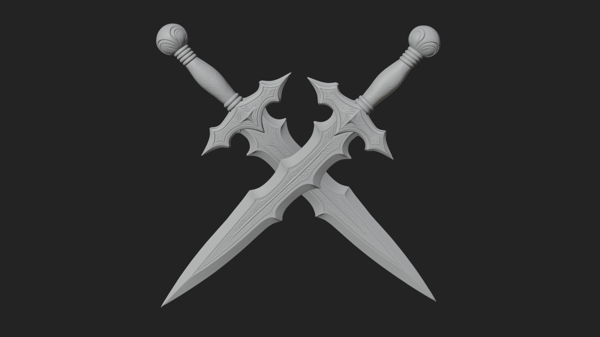 Carved Blade Longsword Model Design 5 3D Print Model 3D Model