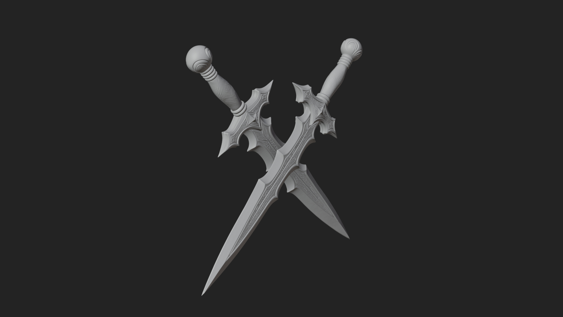 Carved Blade Longsword Model Design 5 3D Print Model 3D Model