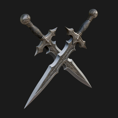 Carved Blade Longsword Model Design 5 3D Print Model