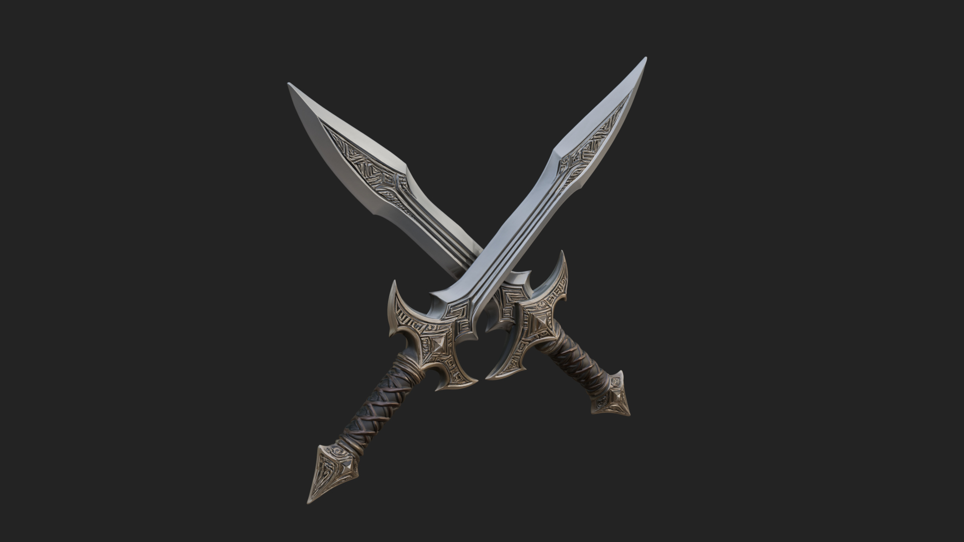 Carved Blade Longsword Model Design 6 3D Print Model 3D Model
