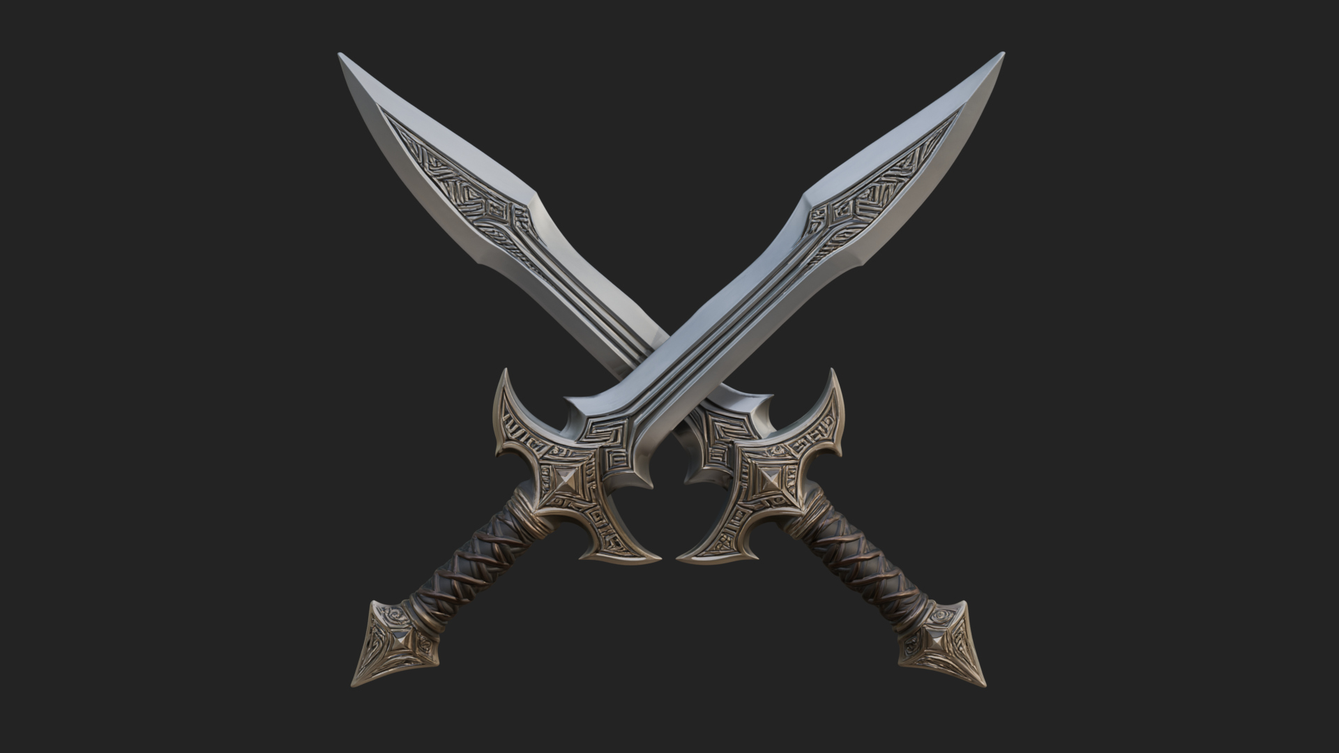 Carved Blade Longsword Model Design 6 3D Print Model 3D Model