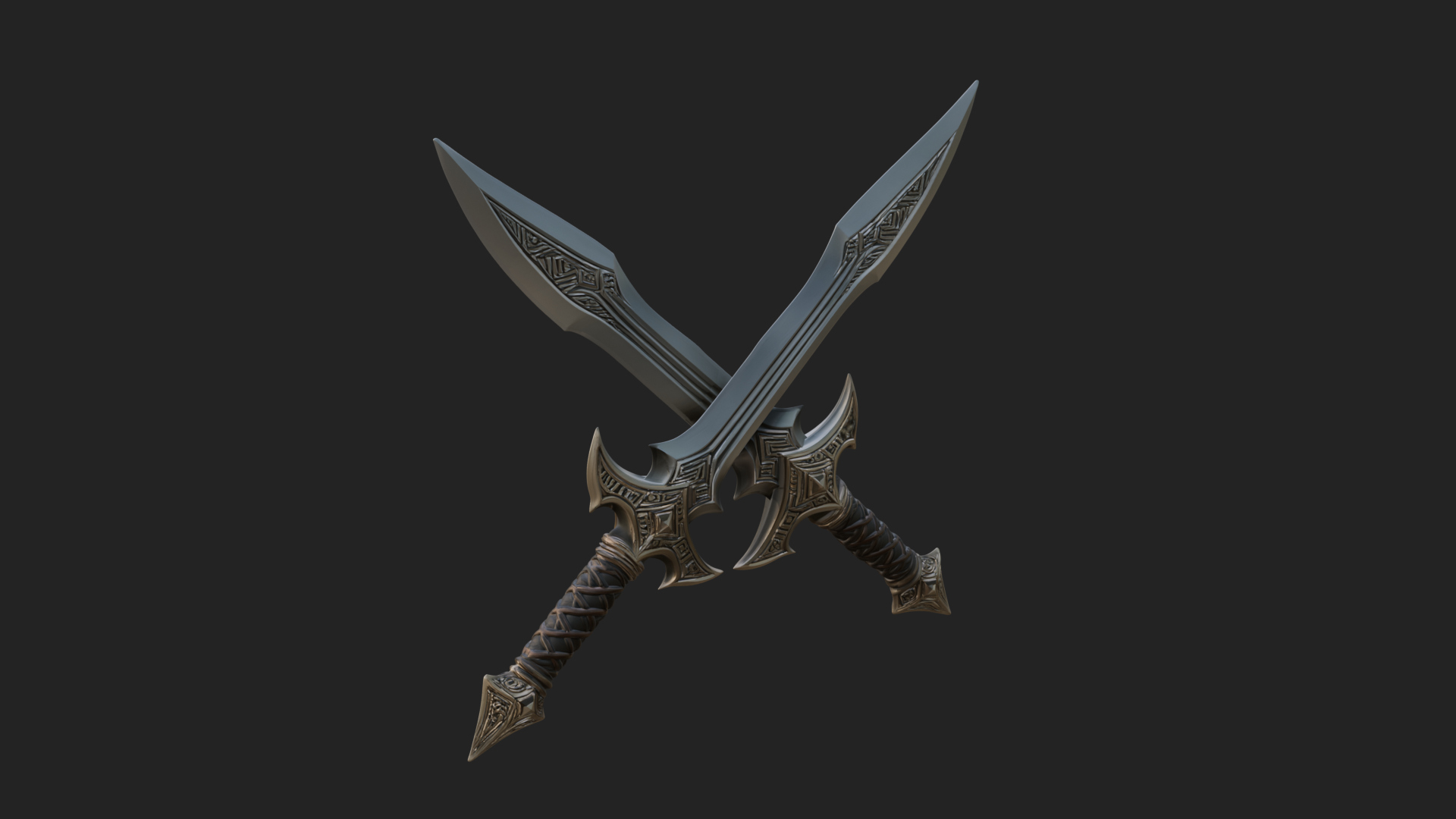 Carved Blade Longsword Model Design 6 3D Print Model 3D Model