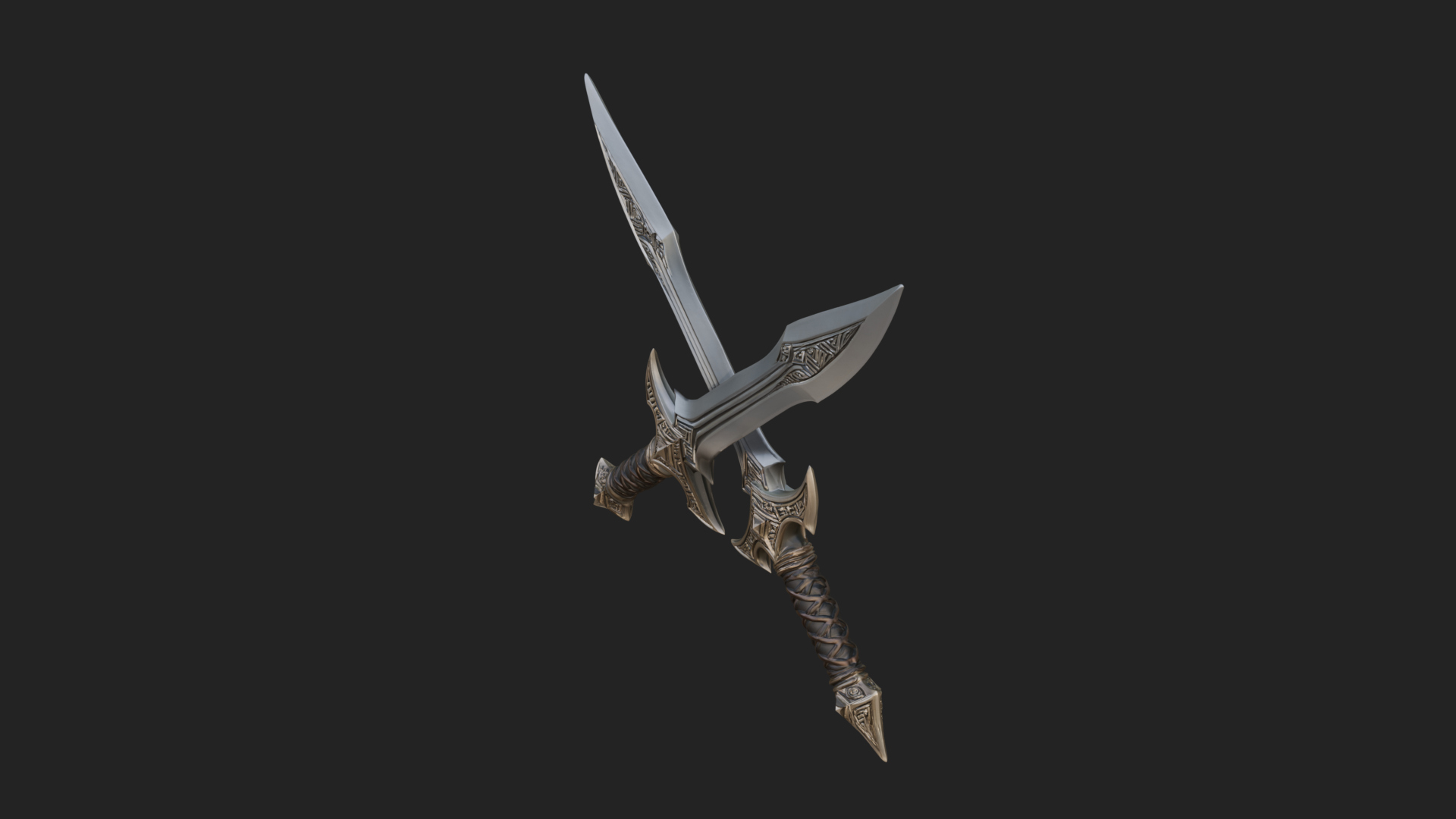 Carved Blade Longsword Model Design 6 3D Print Model 3D Model