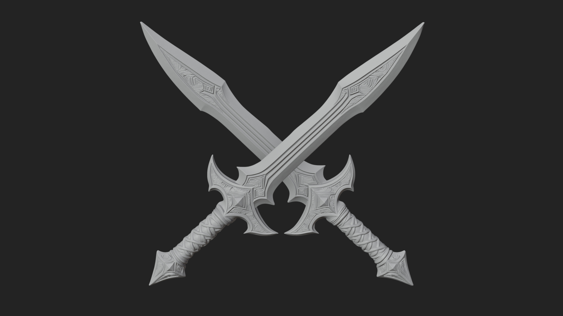 Carved Blade Longsword Model Design 6 3D Print Model 3D Model