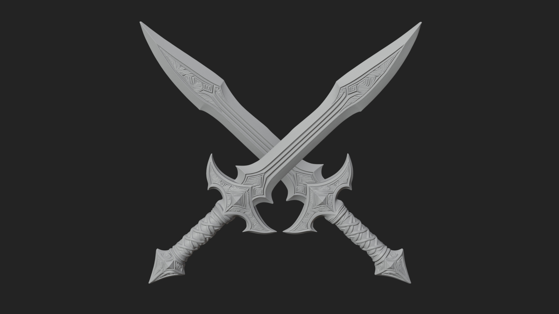 Carved Blade Longsword Model Design 6 3D Print Model 3D Model