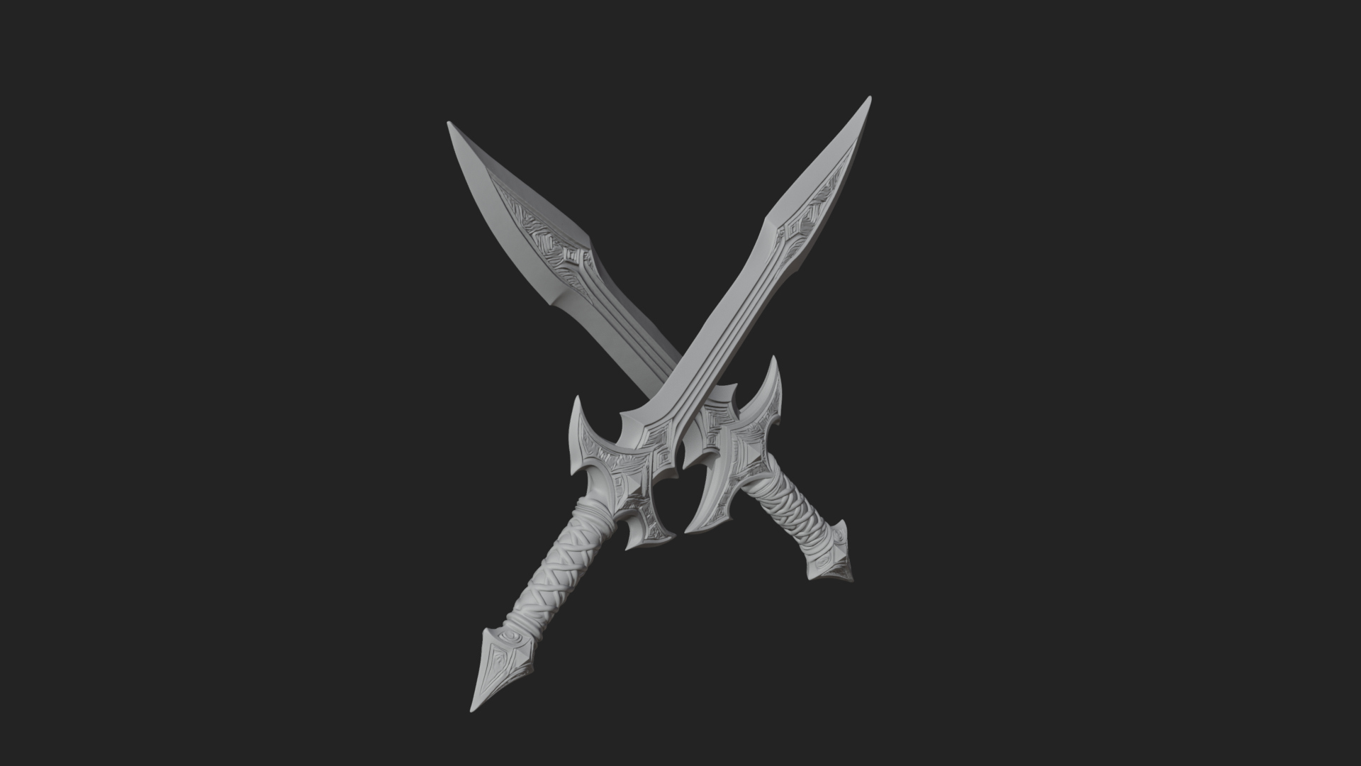 Carved Blade Longsword Model Design 6 3D Print Model 3D Model