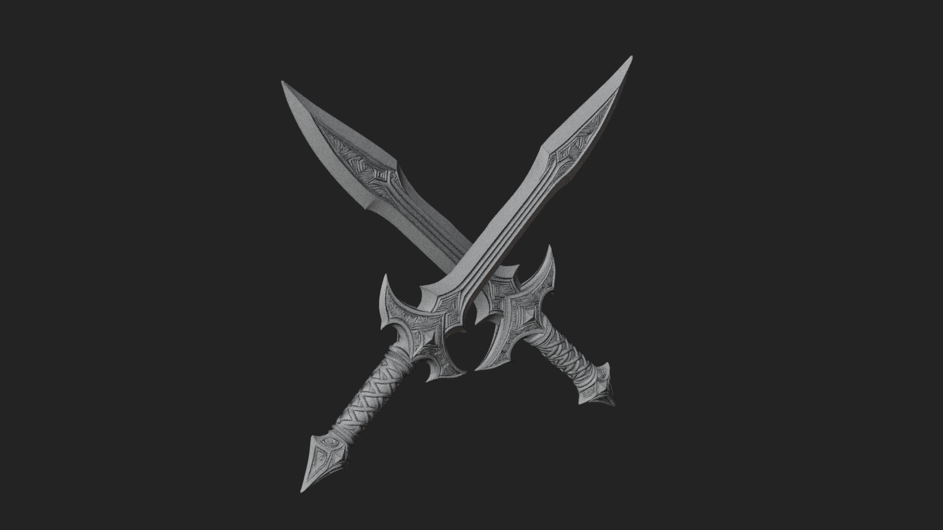 Carved Blade Longsword Model Design 6 3D Print Model 3D Model