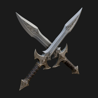 Carved Blade Longsword Model Design 6 3D Print Model