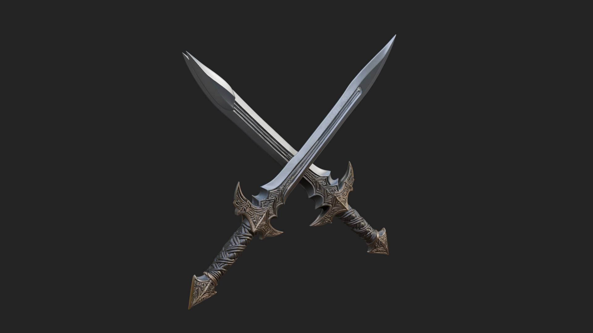 Carved Blade Longsword Model Design 7 3D Print Model 3D Model