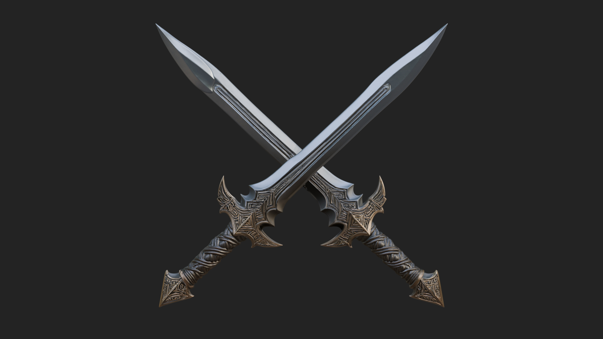 Carved Blade Longsword Model Design 7 3D Print Model 3D Model