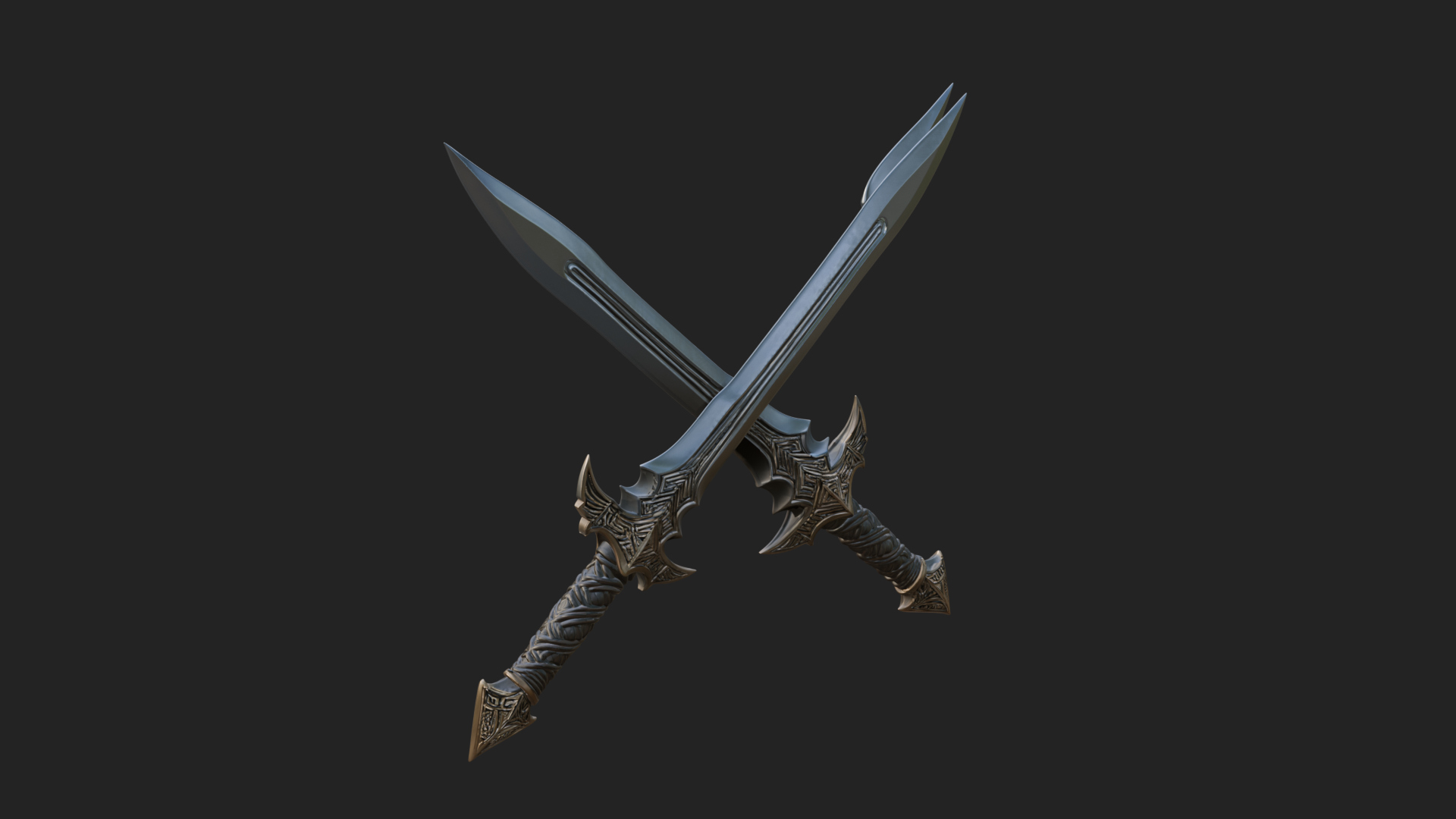 Carved Blade Longsword Model Design 7 3D Print Model 3D Model