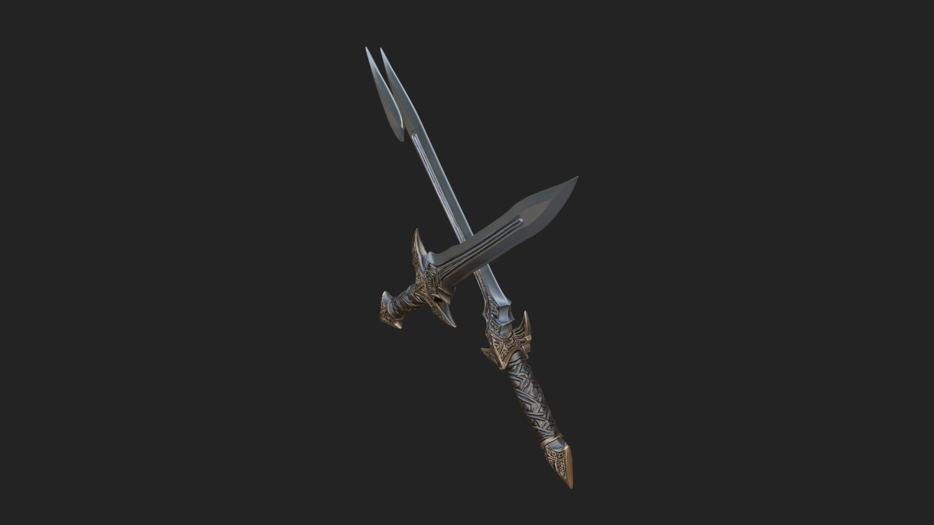 Carved Blade Longsword Model Design 7 3D Print Model 3D Model