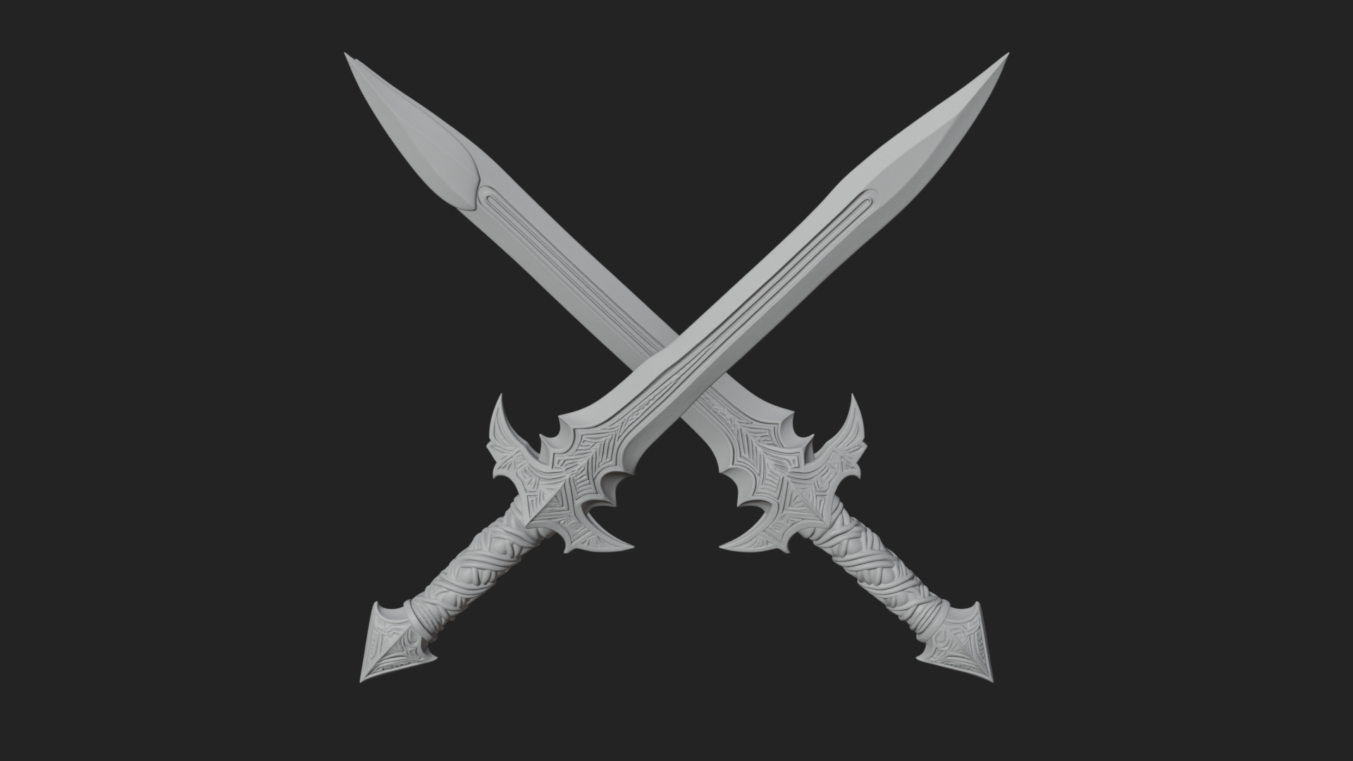 Carved Blade Longsword Model Design 7 3D Print Model 3D Model