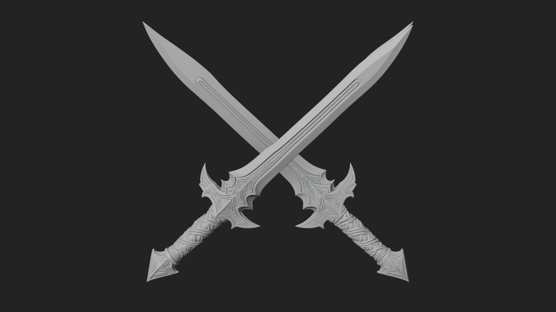 Carved Blade Longsword Model Design 7 3D Print Model 3D Model