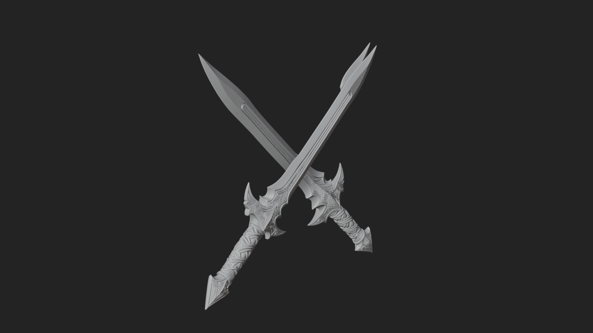 Carved Blade Longsword Model Design 7 3D Print Model 3D Model