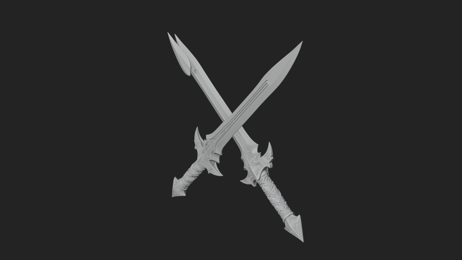 Carved Blade Longsword Model Design 7 3D Print Model 3D Model