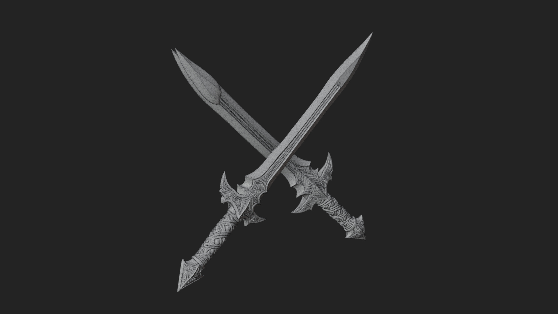 Carved Blade Longsword Model Design 7 3D Print Model 3D Model
