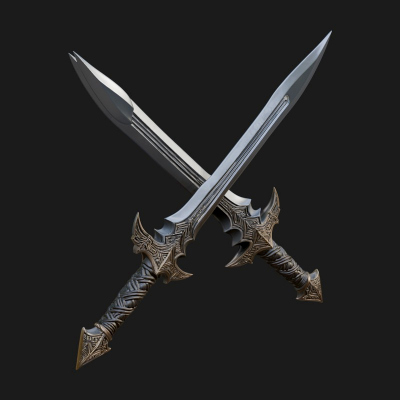 Carved Blade Longsword Model Design 7 3D Print Model