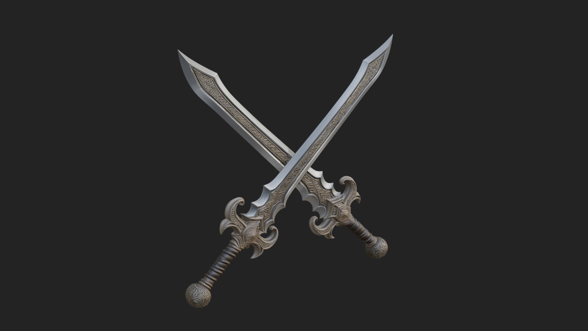 Carved Blade Longsword Model Design 8 3D Print Model 3D Model