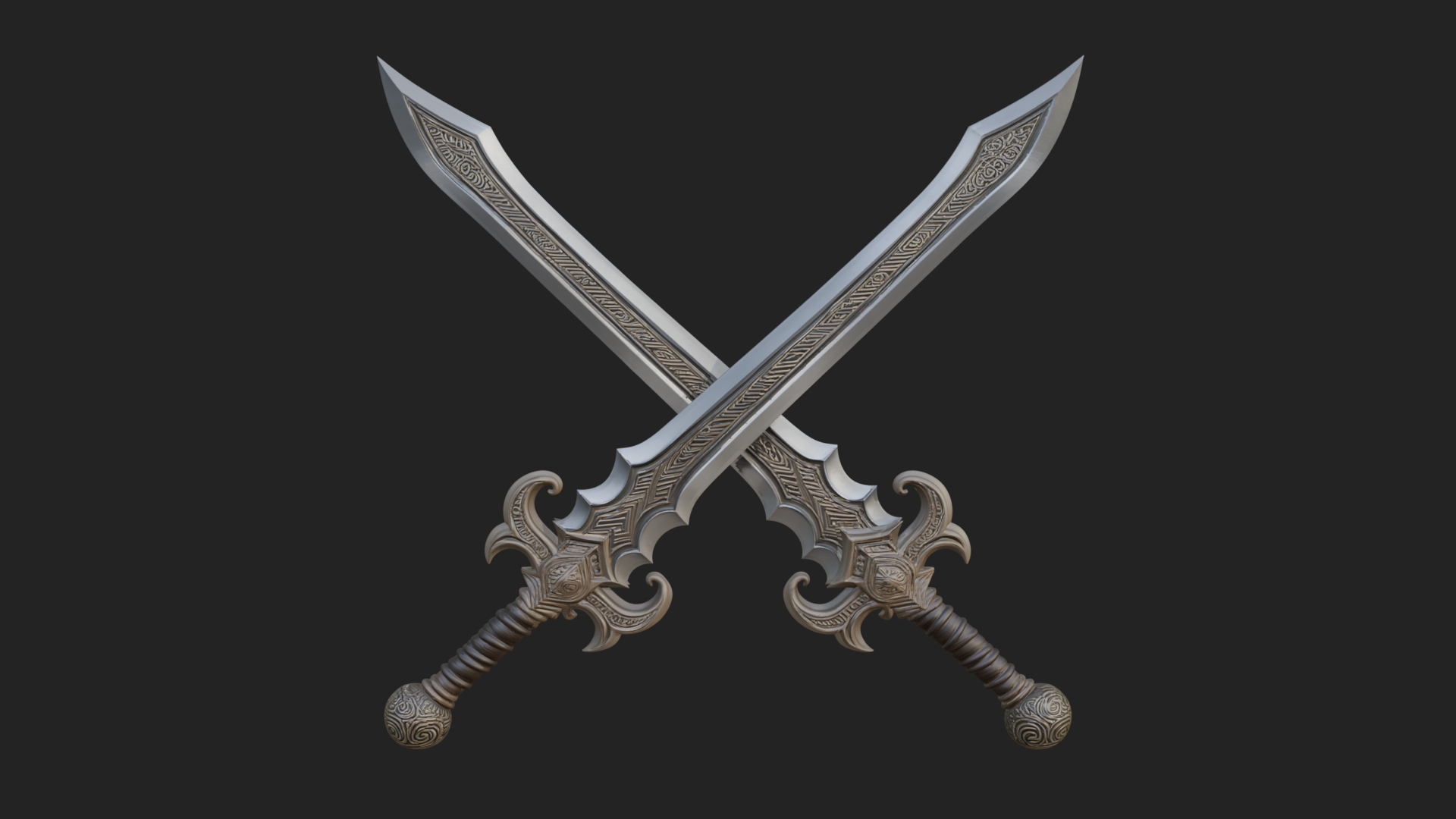 Carved Blade Longsword Model Design 8 3D Print Model 3D Model