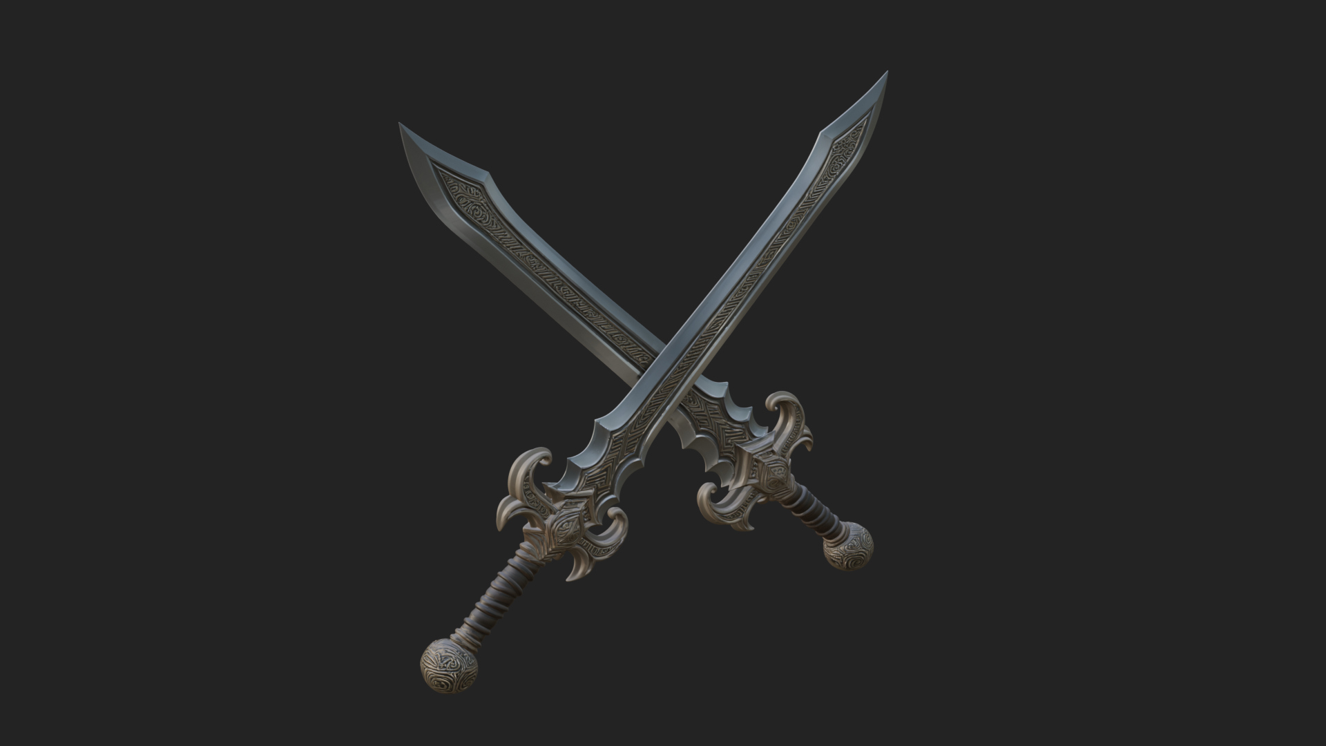 Carved Blade Longsword Model Design 8 3D Print Model 3D Model