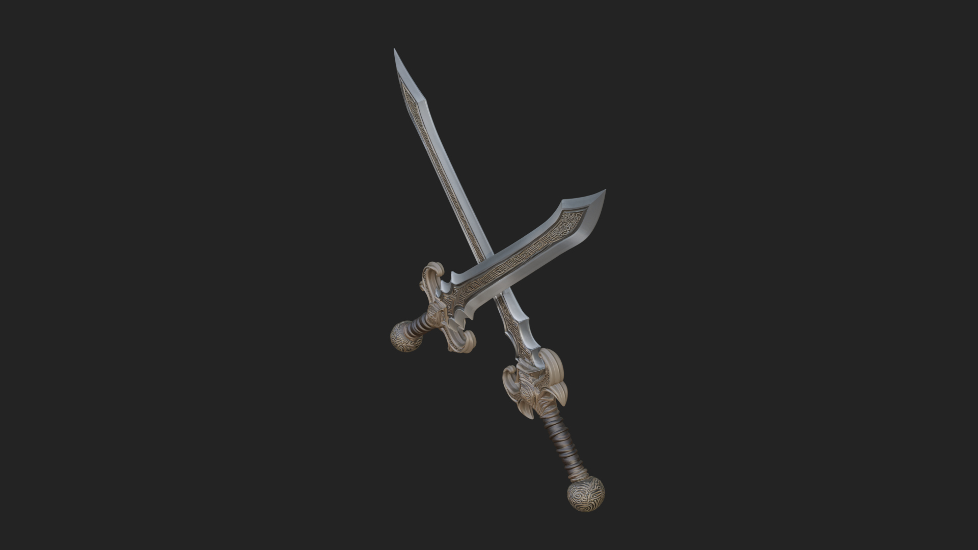 Carved Blade Longsword Model Design 8 3D Print Model 3D Model