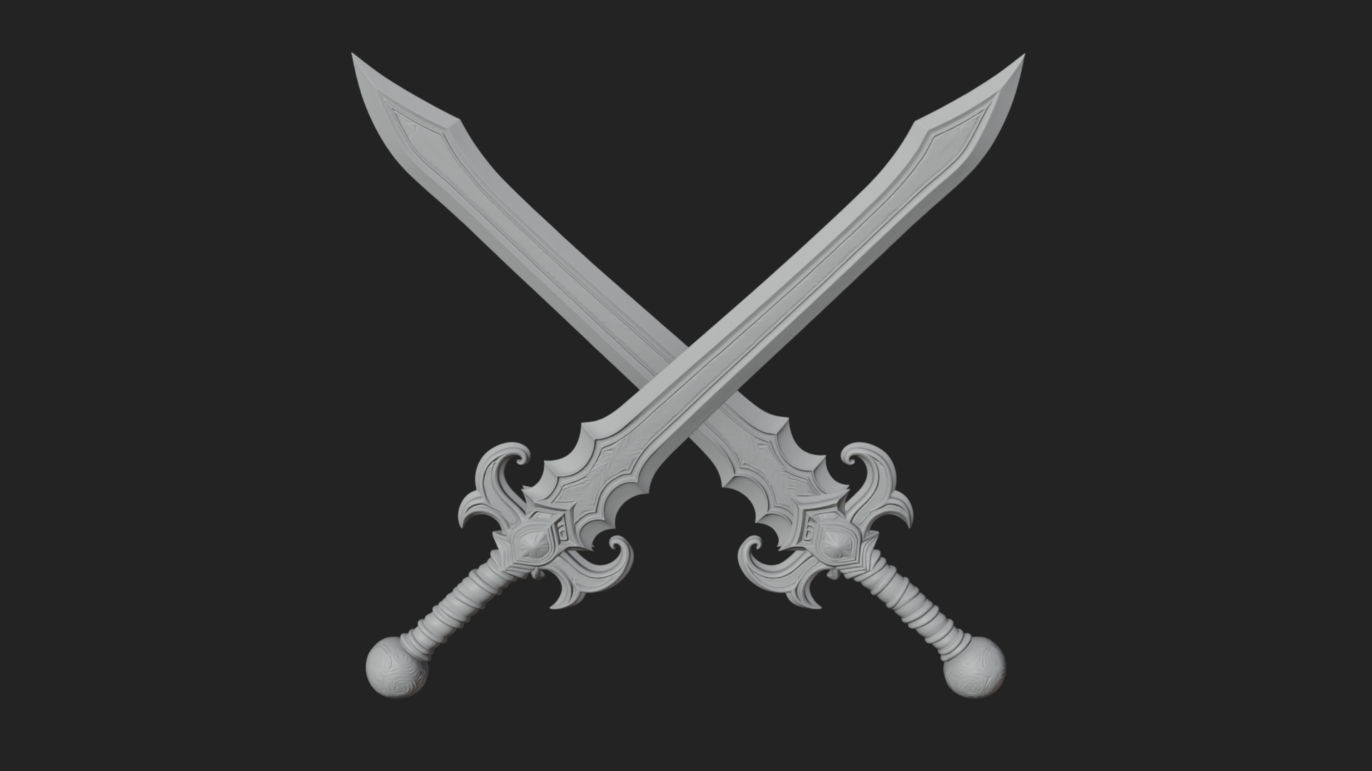 Carved Blade Longsword Model Design 8 3D Print Model 3D Model