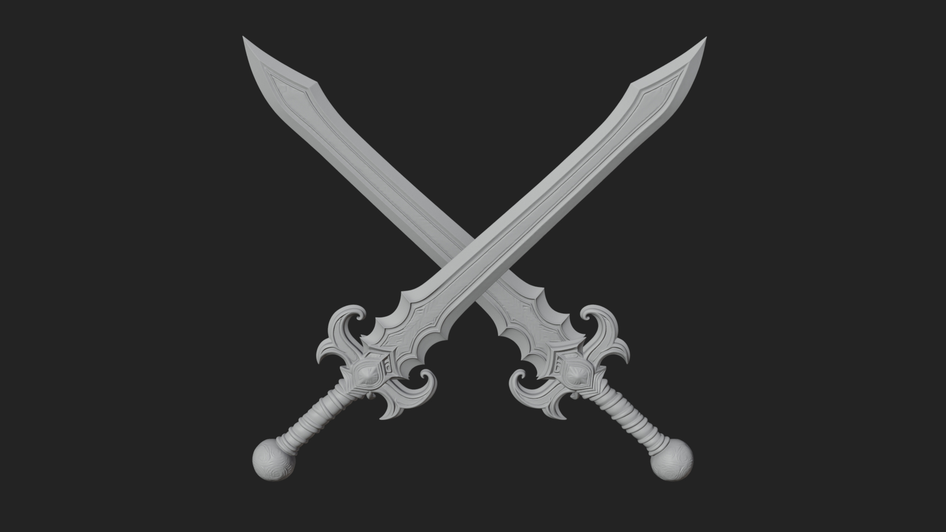 Carved Blade Longsword Model Design 8 3D Print Model 3D Model