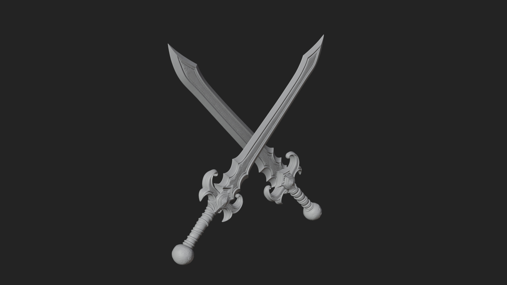 Carved Blade Longsword Model Design 8 3D Print Model 3D Model